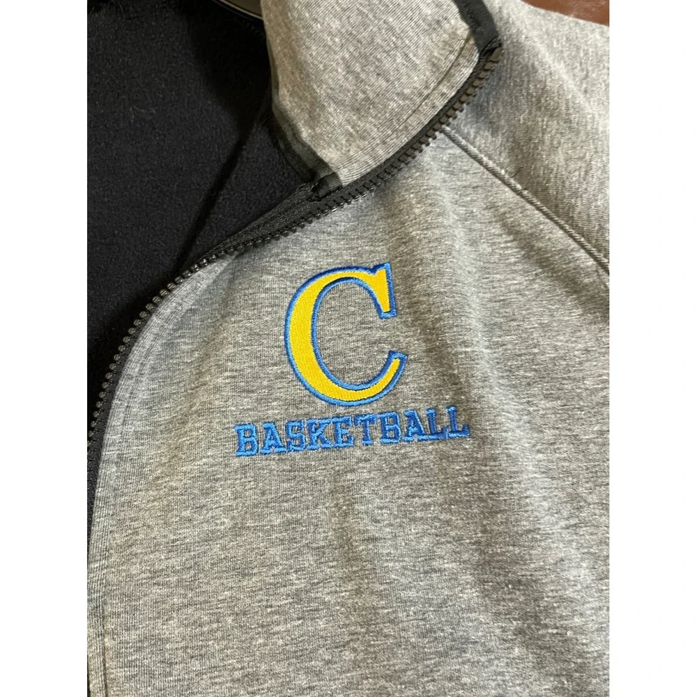 Nike Therma-FIT Mens Full Zip Scuba Hoodie Gray Black C Basketball Logo Jacket